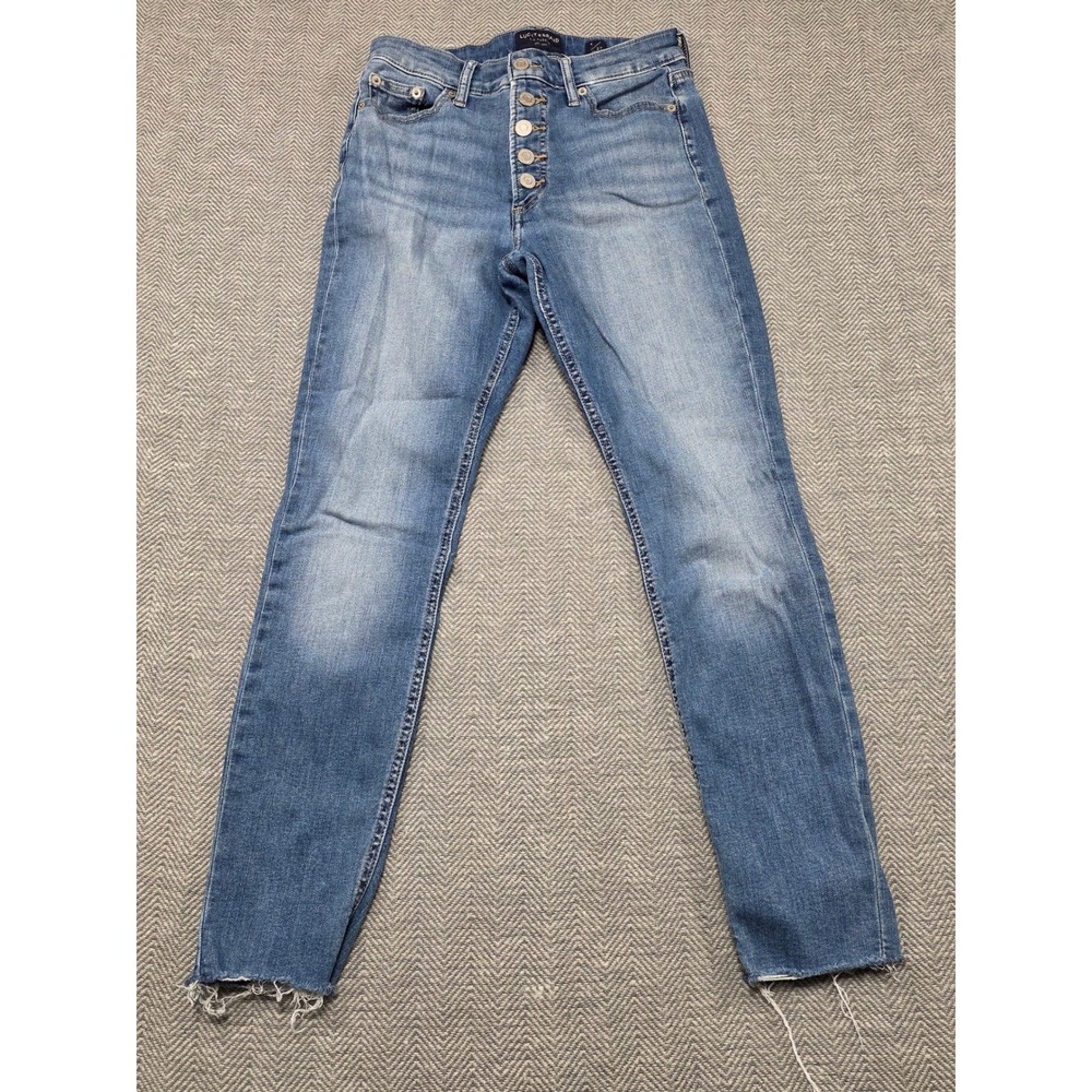 Lucky Brand Bridgette HighRise Skinny Ankle Exposed Button Blue Wash Size 4 27β